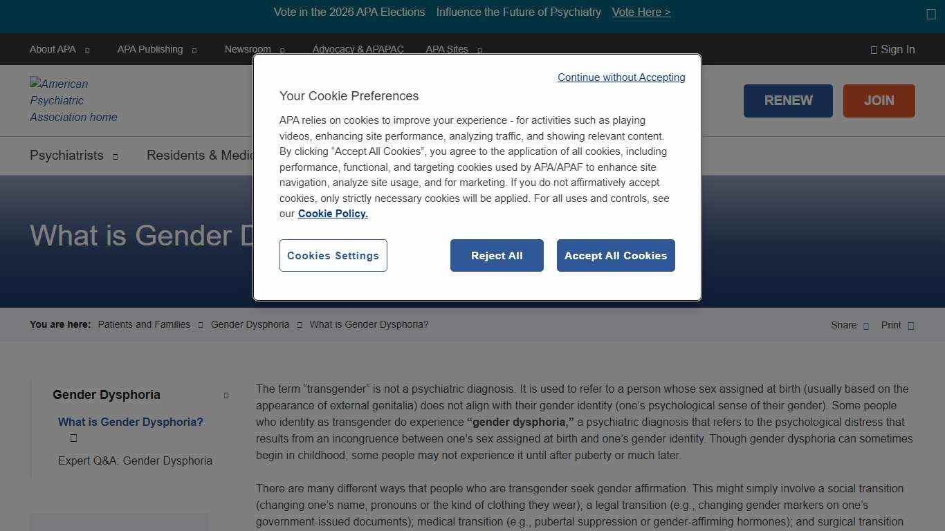 Psychiatry.org - What is Gender Dysphoria?